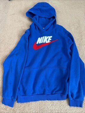 Nike Royal Blue Hooded Sweatshirt with Red Swoosh